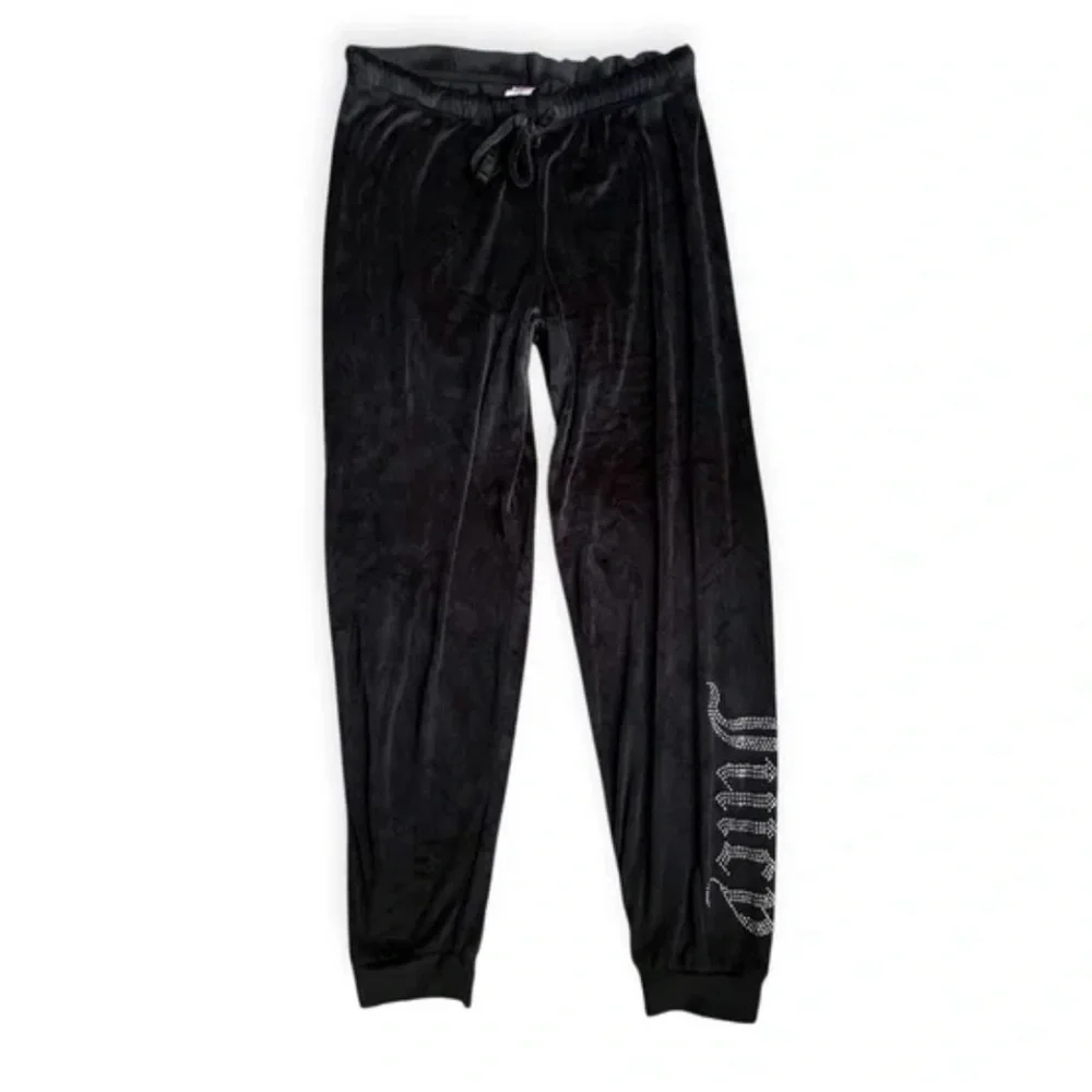 Juicy Couture velour track pants rhinestone logo elastic waistband. Size S